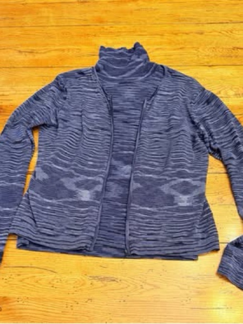Jones NY Zippered Textured Navy Cardigan & Mock Turtleneck Set